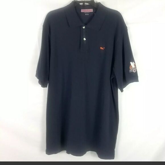Vineyard Vines Polo Shirt Navy Blue, Orange Logo M - Picture 1 of 6